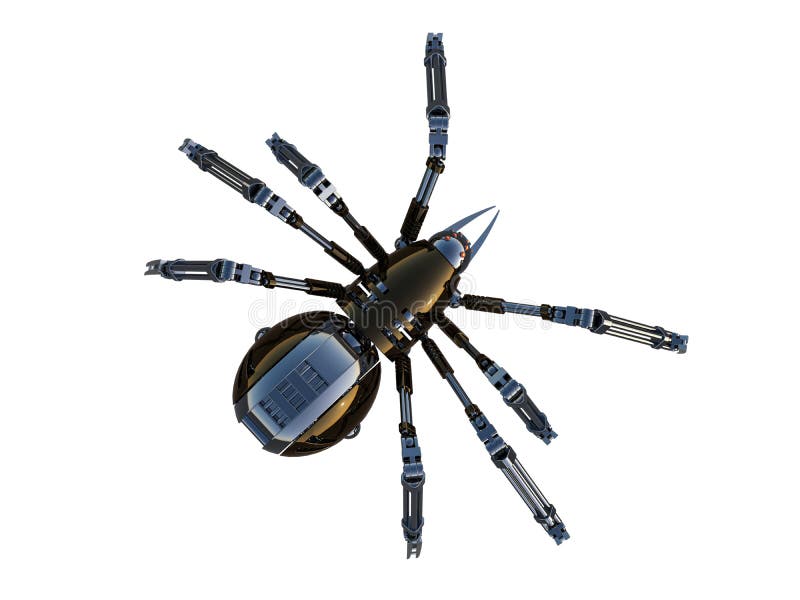 Mechanical spider, high resolution image isolated on white background. royalty free illustration