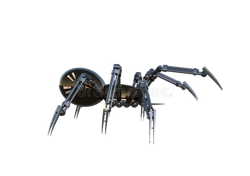Mechanical spider, high resolution image, Pose2, isolated on white background. vector illustration