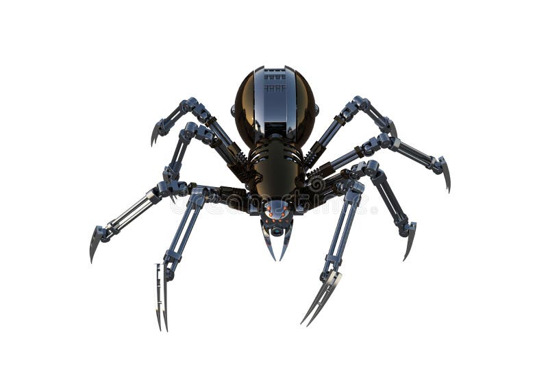 Mechanical spider, high resolution image, Pose2, isolated on white background. royalty free illustration