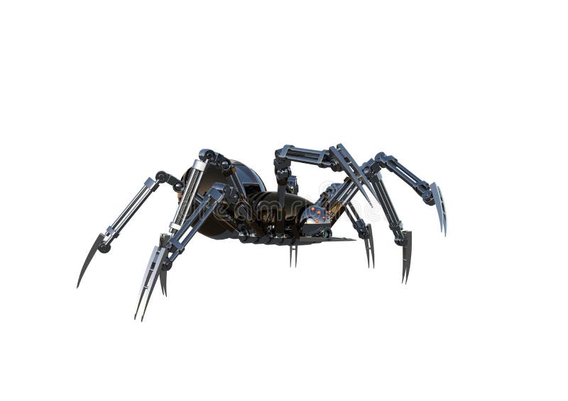 Mechanical spider, high resolution image, Pose2, isolated on white background. royalty free illustration