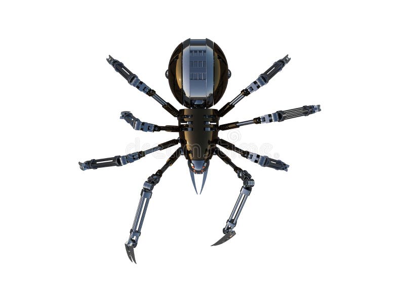 Mechanical spider, high resolution image, Pose2, isolated on white background. vector illustration