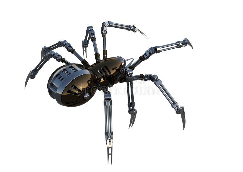 Mechanical spider, high resolution image, Pose2, isolated on white background. vector illustration