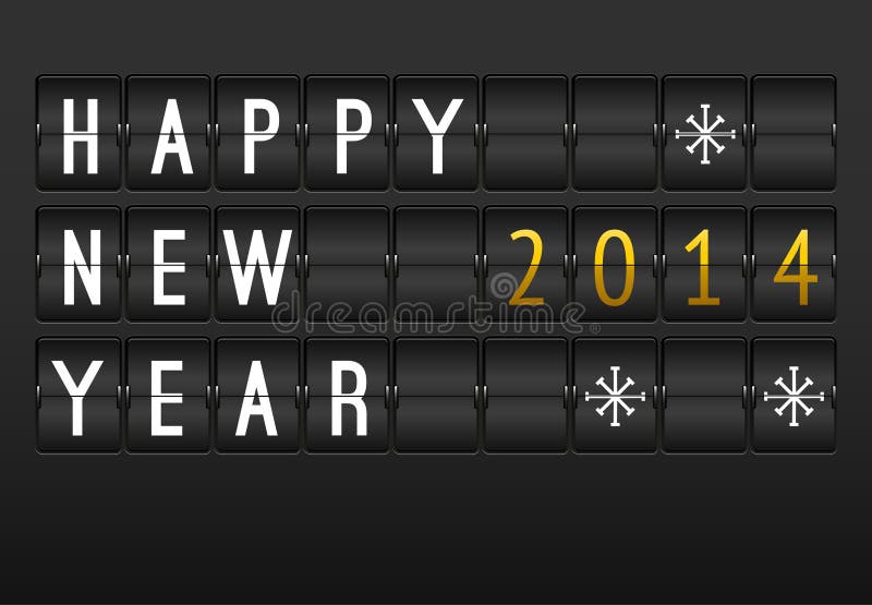 Mechanical timetable, happy New Year 2014 card.