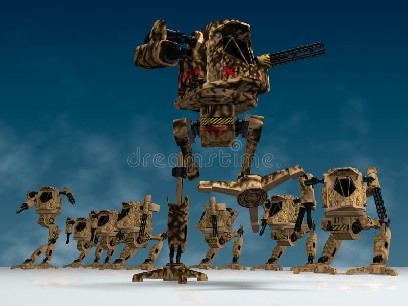 Mechanical warriors stock illustration