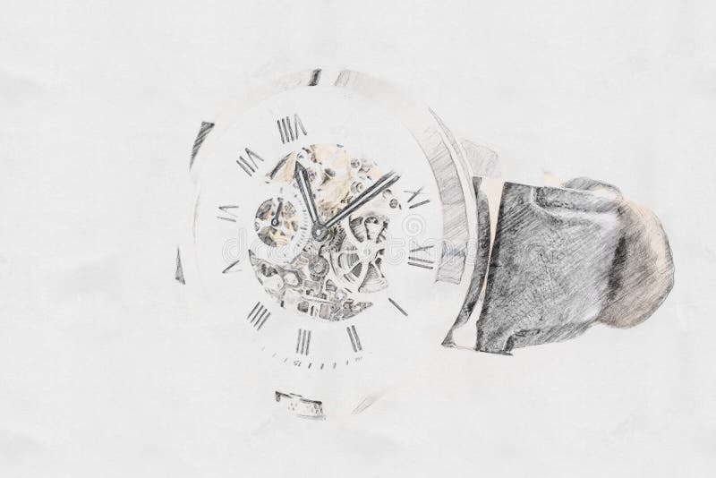Mechanical Watch Concept Sketch vector illustration