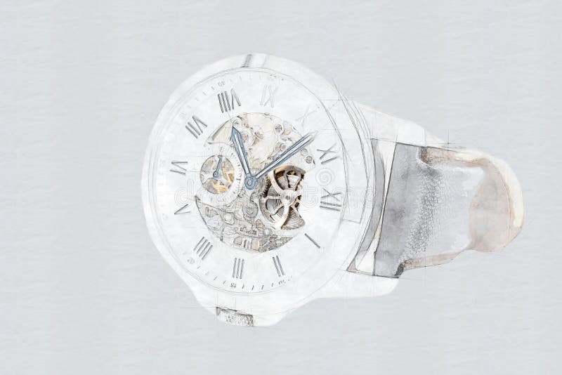 Mechanical Watch Concept With Visible Mechanism stock image