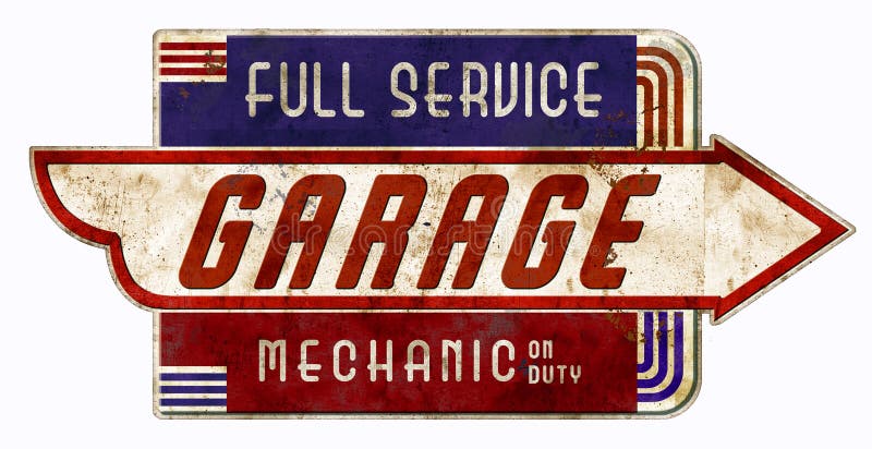 Mechanik Na obowiązku znaka rocznika Retro garażu