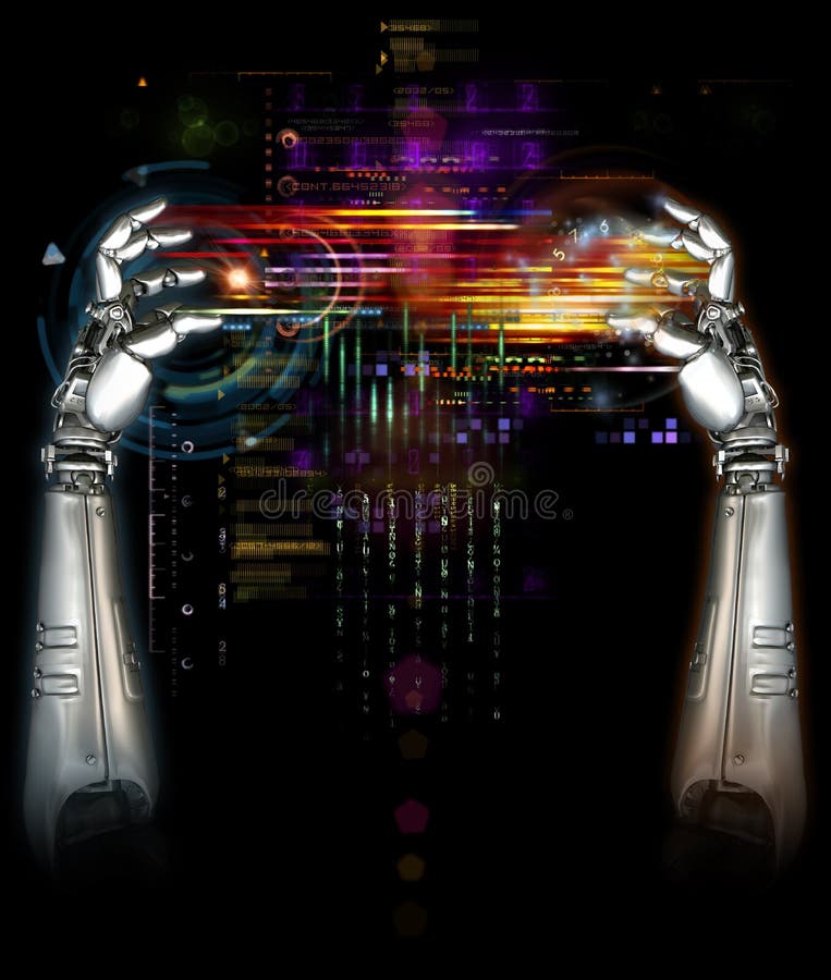 Mechanische robothanden stock illustratie Mechanische robothanden stock illustratie