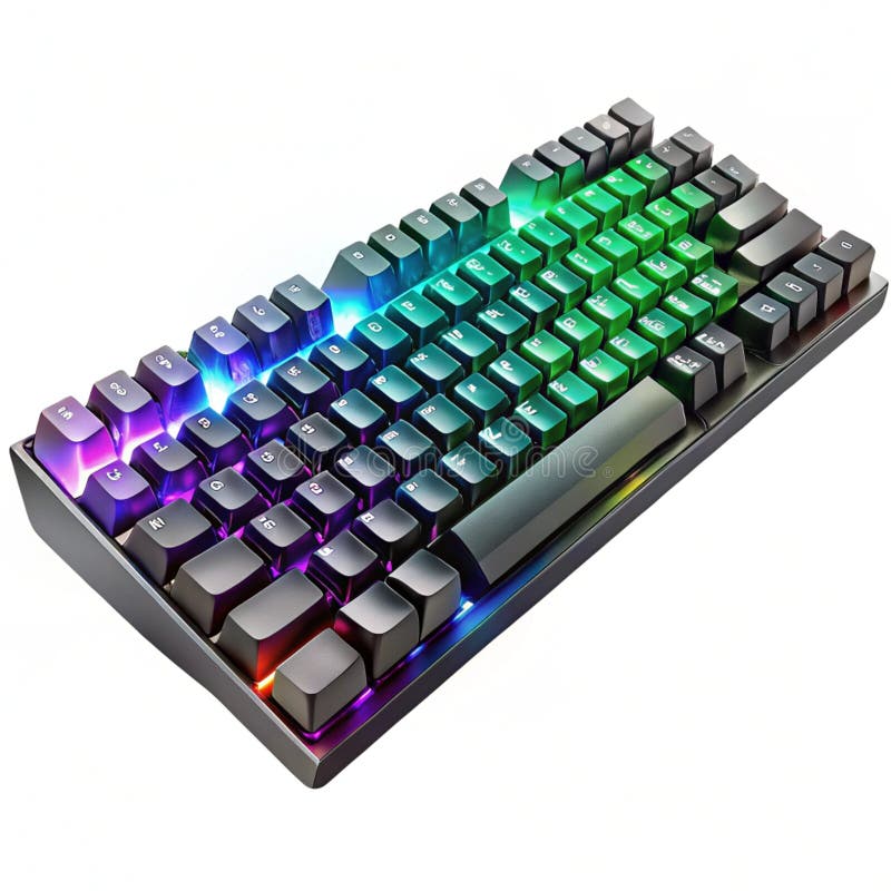 Mechanische Tastatur mit einstellbaren RGB-Leuchten, die auf weiß isoliert sind vektor abbildung