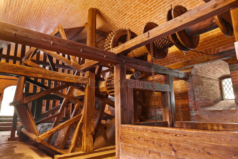 Mechanism of old well in castle Kufstein (Austria)