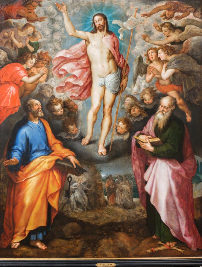 Mechelen - Paint of Resurrection of Christ by J. Snellinckx (1544 - 1588) in St. Rumbold's cathedral royalty free stock photography Mechelen - Paint of Resurrection of Christ by J. Snellinckx (1544 - 1588) in St. Rumbold's cathedral royalty free stock photography