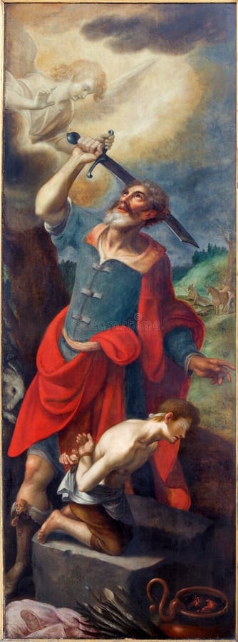 Mechelen - Proof of Abraham. Left panel of triptych David and Goliath by De Sayvede Oude from year 1624 in St. Rumbold's cathedral