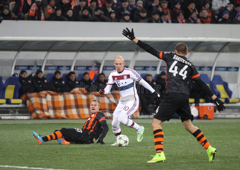 Mecz futbolowy Shakhtar Donetsk vs Bayern Munich fotografia royalty free