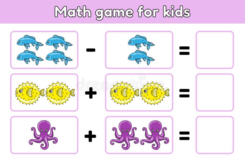 Mecz matematyczny dla dzieci zwierzęta morskie5 ilustracji