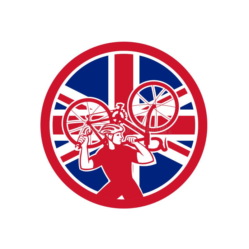 Mecânico britânico Union Jack Flag Mascot da bicicleta ilustração stock Mecânico britânico Union Jack Flag Mascot da bicicleta ilustração stock
