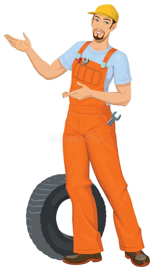 Mecânico de carro de sorriso ilustração stock Mecânico de carro de sorriso ilustração stock