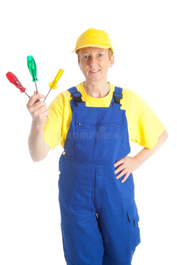 Mecânica com chave de fenda foto de stock