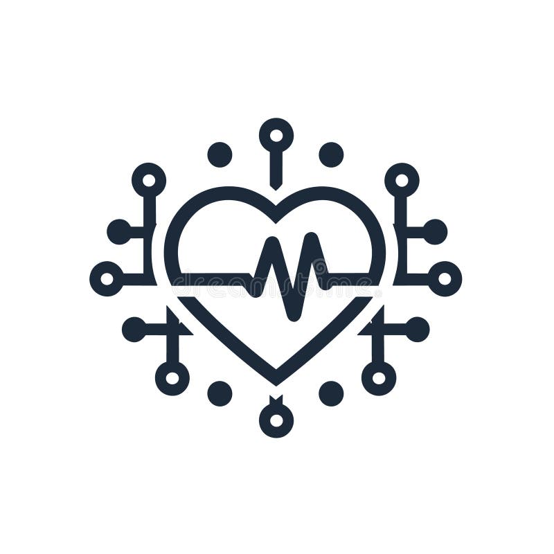 Med tech software development monochrome line logo vector illustration