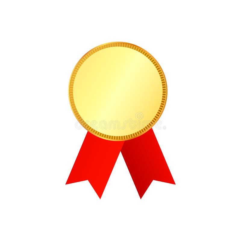 Medaglia d'oro sul nastro rosso con il dettaglio di sollievo illustrazione di stock Medaglia d'oro sul nastro rosso con il dettaglio di sollievo illustrazione di stock
