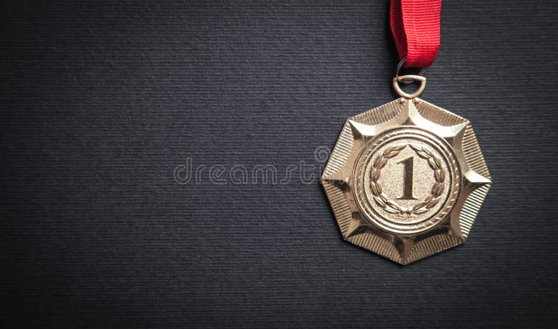 Medal awards for winner on black background