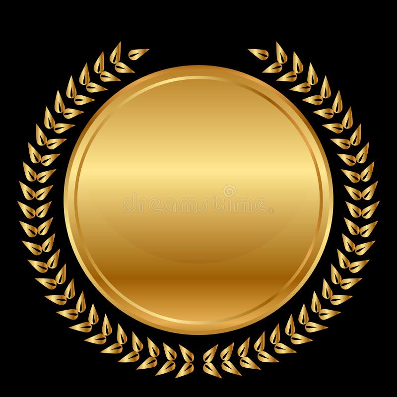 Medal and laurels on black background royalty free illustration