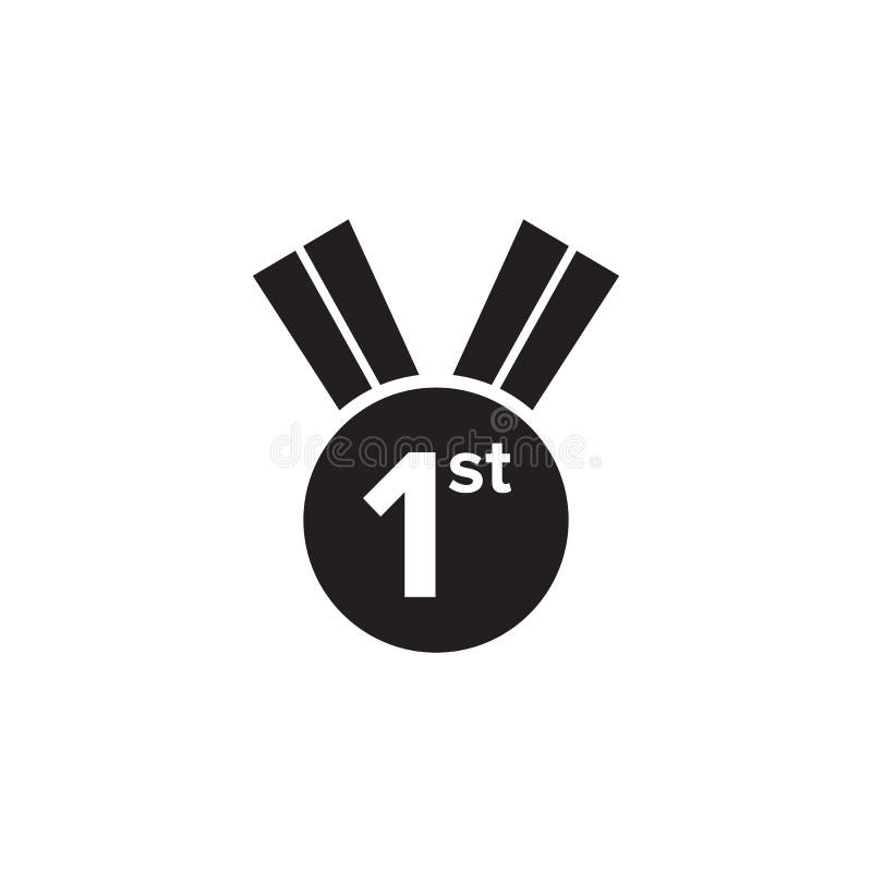 Medal Logo Design for First Winner Template Stock Vector Illustration