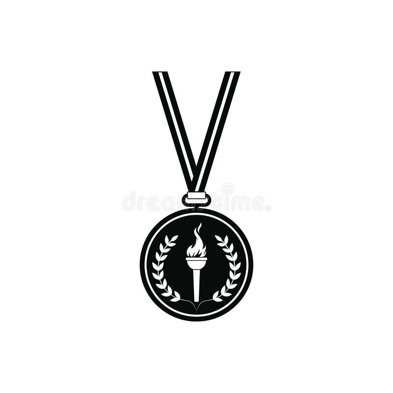 Medal z palenie pochodnią na faborku royalty ilustracja Medal z palenie pochodnią na faborku royalty ilustracja