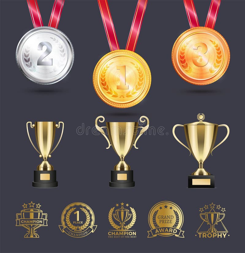 Medaljer silver och guld snör åt på vektorillustrationen vektor illustrationer Medaljer silver och guld snör åt på vektorillustrationen vektor illustrationer