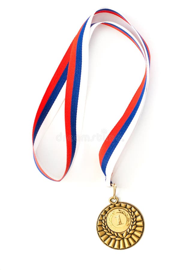 Medalla de oro aislada en blanco imagenes de archivo Medalla de oro aislada en blanco imagenes de archivo
