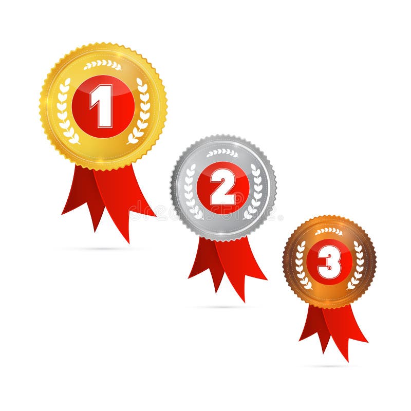 Medallas Del Vector Oro, Plata, Bronce, Primer, Segundo, Tercer