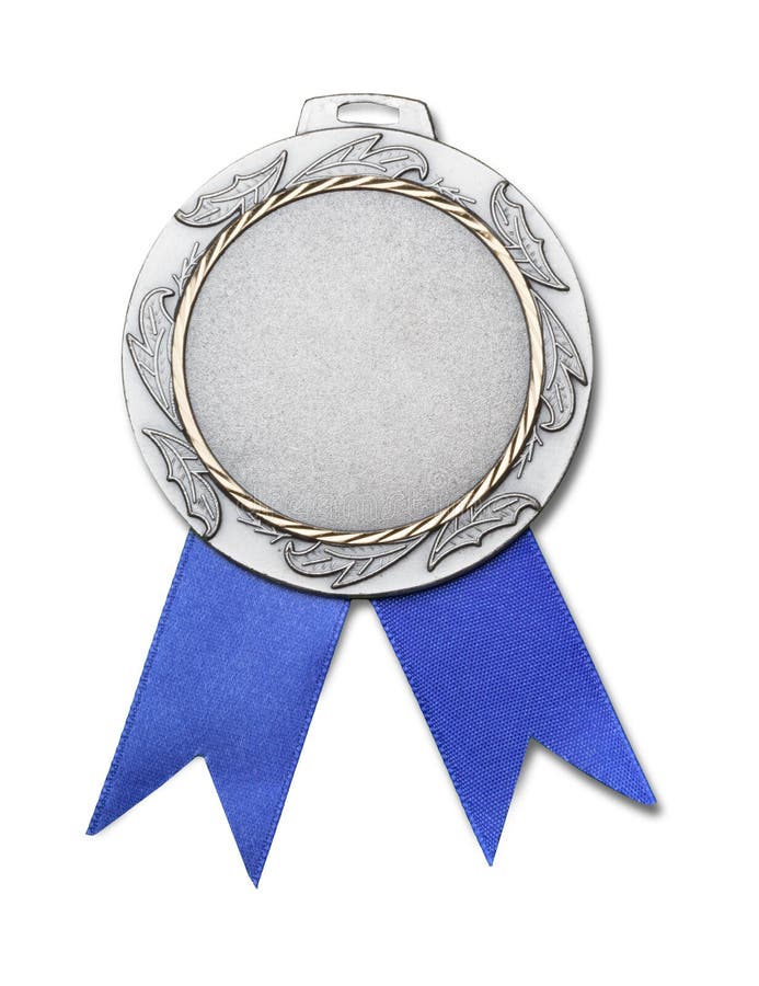 Medallista de plata con la cinta en el fondo blanco fotografía de archivo Medallista de plata con la cinta en el fondo blanco fotografía de archivo