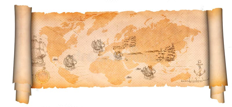 Medeltida pergamentsnirkel med den forntida översikten stock illustrationer Medeltida pergamentsnirkel med den forntida översikten stock illustrationer