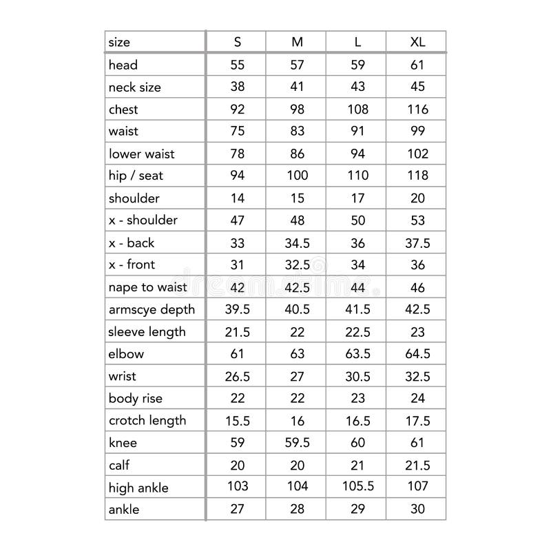 GRÁFICO COM SUGESTÃO DE TAMANHOS E MEDIDAS l MASCULINO – FLETS