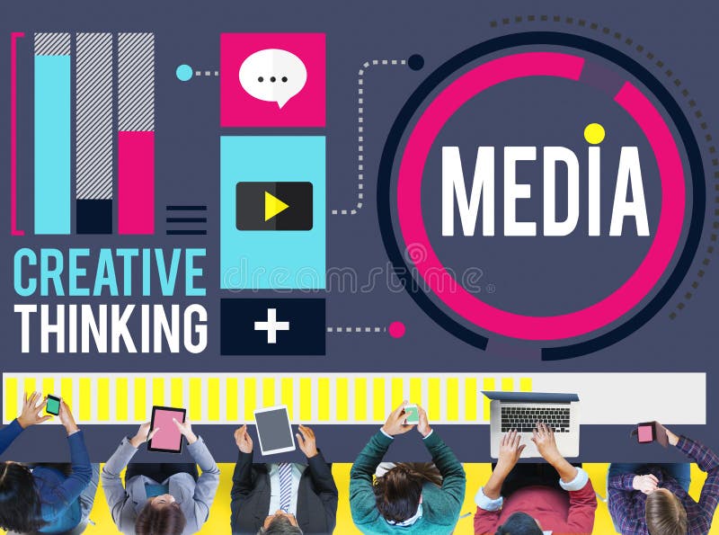 Media Communication schließen Brainstormings-Konzept an stock abbildung Media Communication schließen Brainstormings-Konzept an stock abbildung