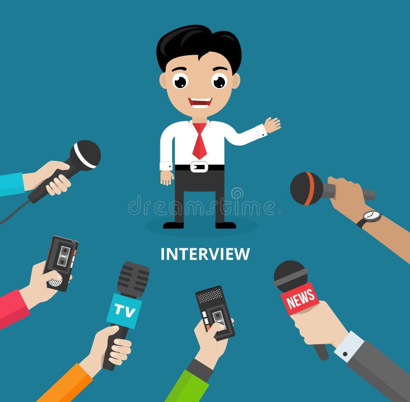 Media conduisant une entrevue de presse illustration libre de droits Media conduisant une entrevue de presse illustration libre de droits