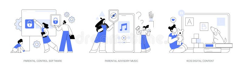 Media content limitation technology abstract concept vector illustrations. stock illustration