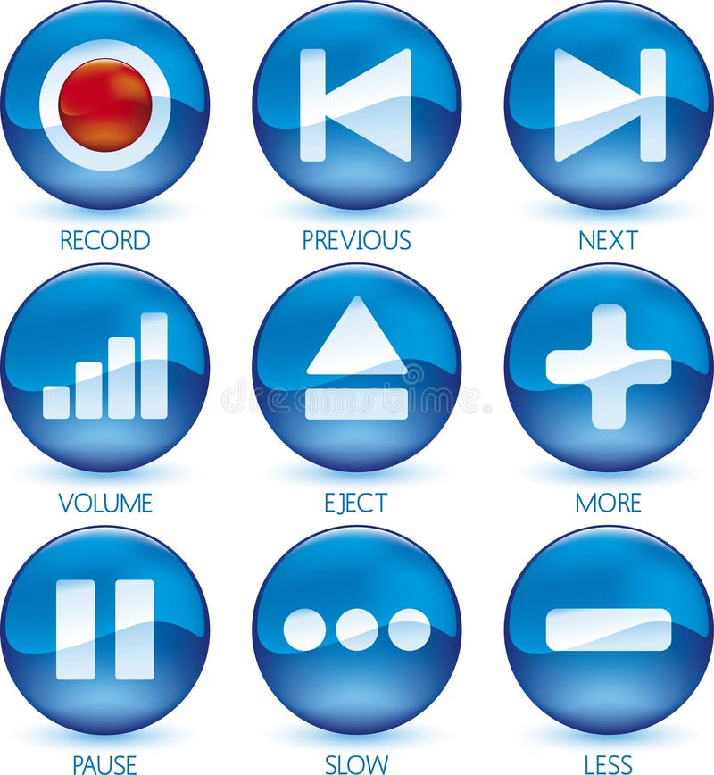 Vector illustration of glossy media icon set (1 of 4). Vector illustration of glossy media icon set (1 of 4).