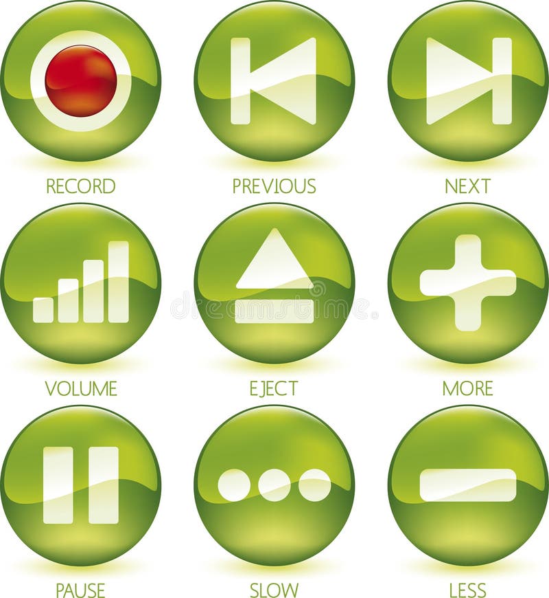 Vector illustration of glossy media icon set (1 of 4). Vector illustration of glossy media icon set (1 of 4).