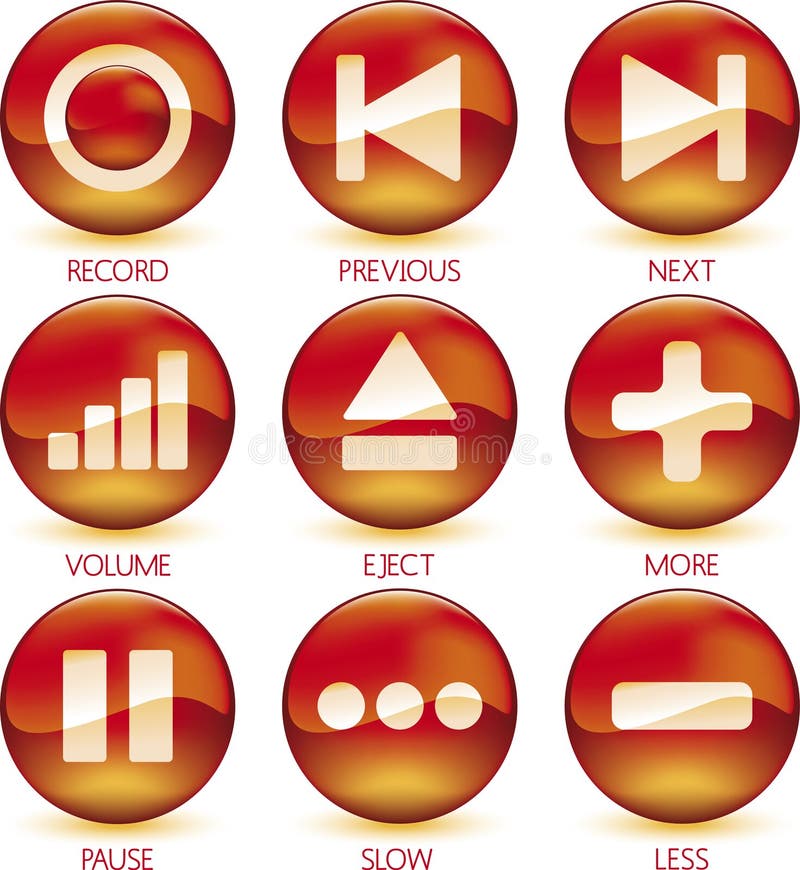 Vector illustration of glossy media icon set (1 of 4). Vector illustration of glossy media icon set (1 of 4).