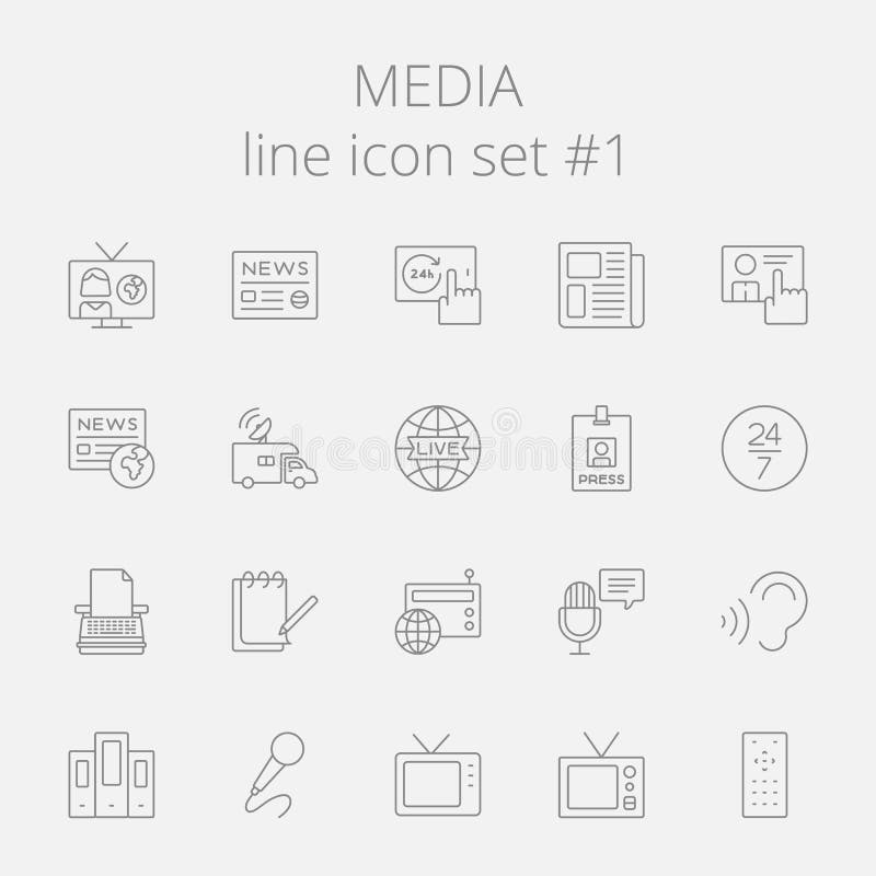 Media icon set. Vector dark grey icon isolated on light grey background.