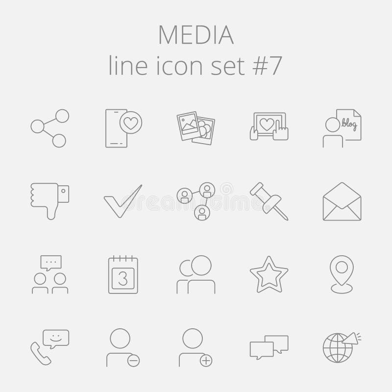 Media icon set. Vector dark grey icon isolated on light grey background.