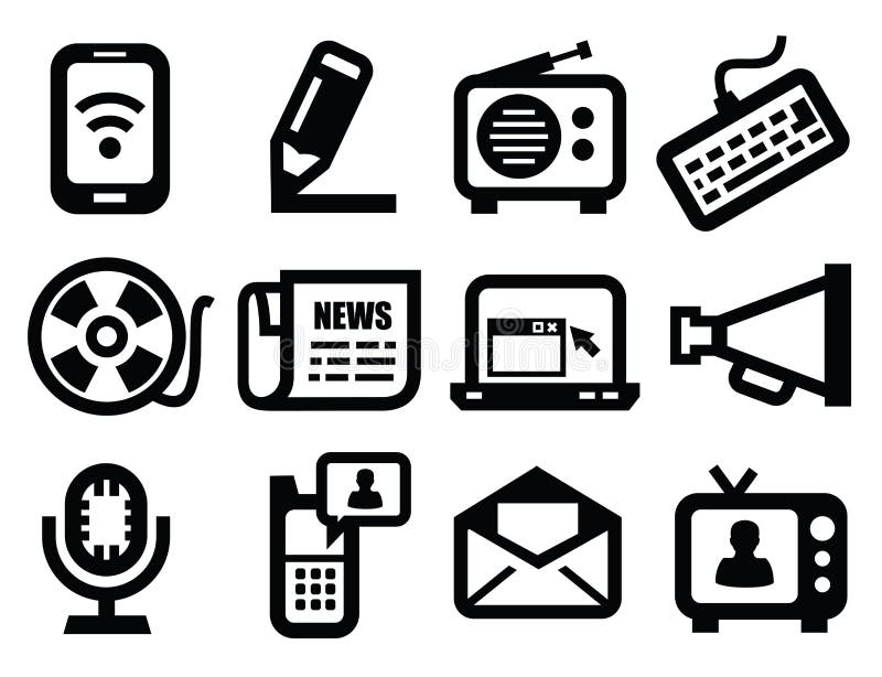 Newspaper media icons stock vector. Illustration of design 26086233