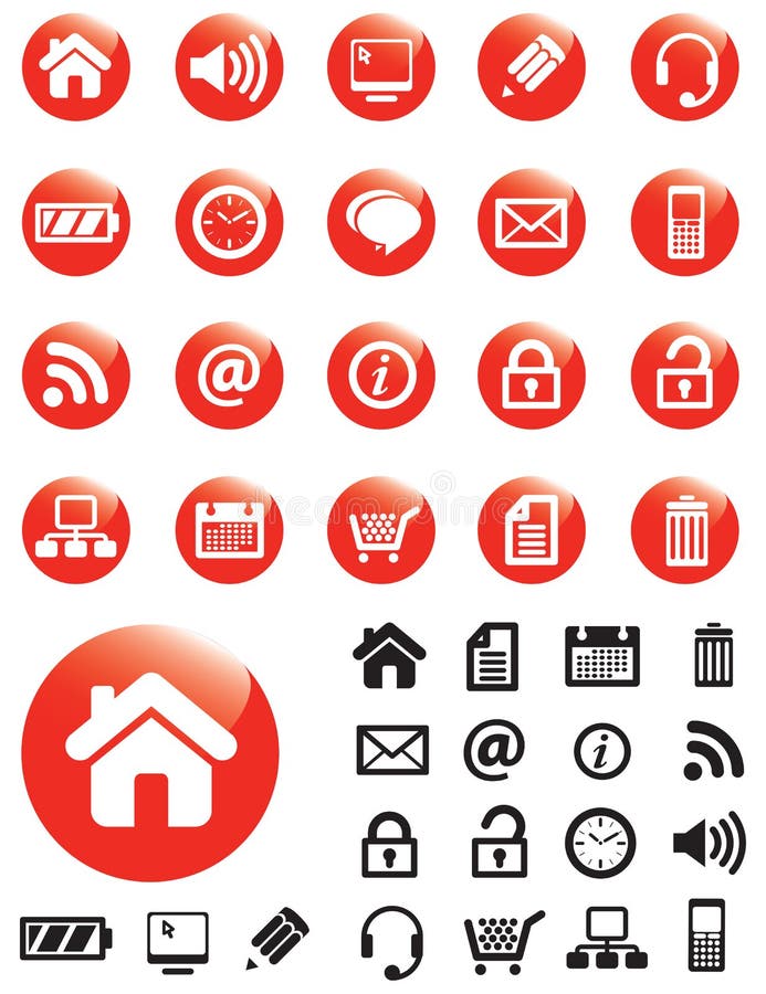 Media icons on Red buttons