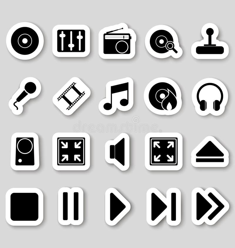 Media icons on stikers stock illustration