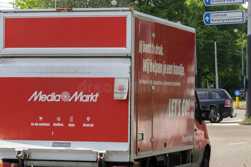 Media TV Truck Van Parked in Front of Parliament European Building