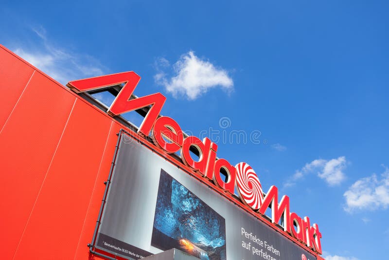 PAPENBURG, GERMANY - AUGUST 2015: Entry Of A Media Markt Store. Media Markt  Is A German Chain Of Stores Selling Consumer Electronics With Numerous At  Branches Throughout Europe And Asia. Stock Photo