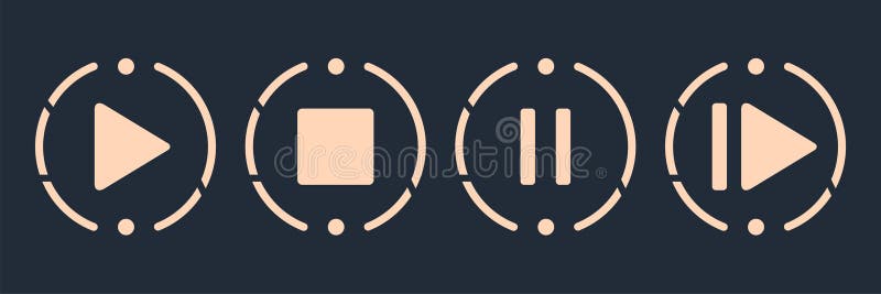 Media player button icons set. Play and pause buttons, video audio player, player button set, original design. Vector illustration