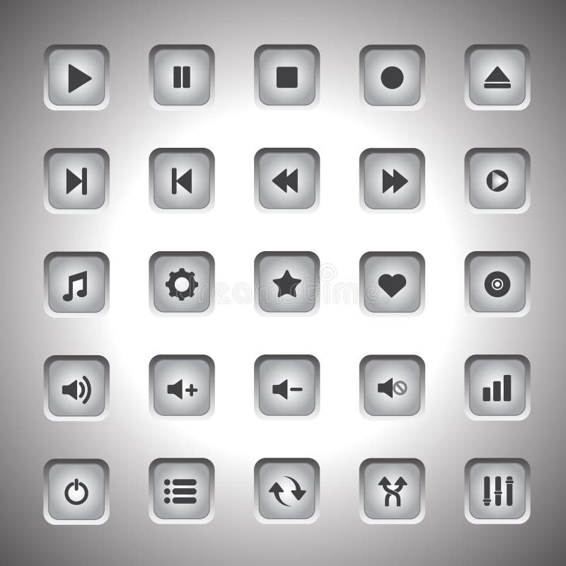 Media player buttons collection vector design elements vector illustration