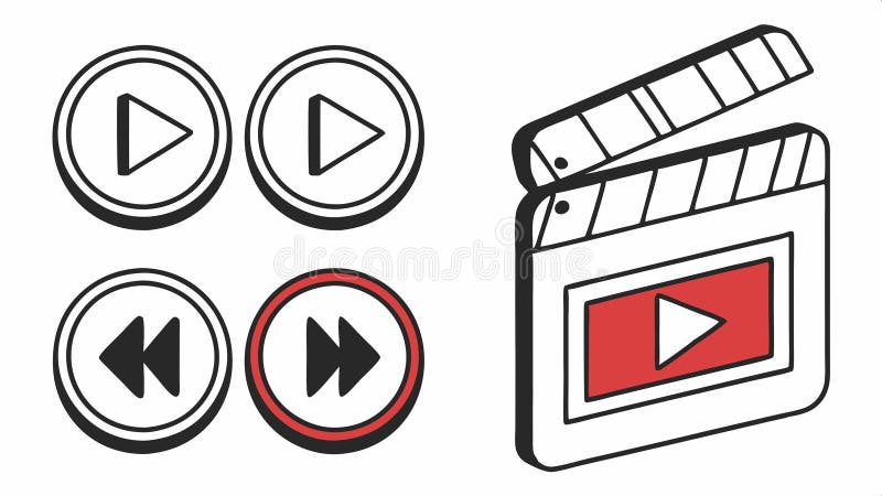 Media player buttons: play, pause, stop, rewind for UI design vector design Generative AI stock illustration