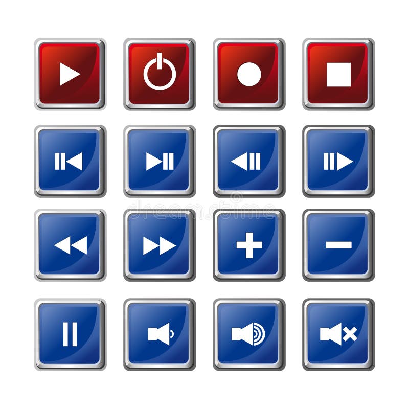 Media player navigation buttons set. Vector icon vector illustration